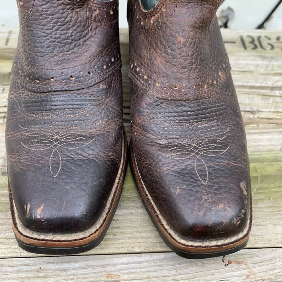 Justin Stampede Rawhide square toe cowgirl boots 6B - Picture 2 of 11